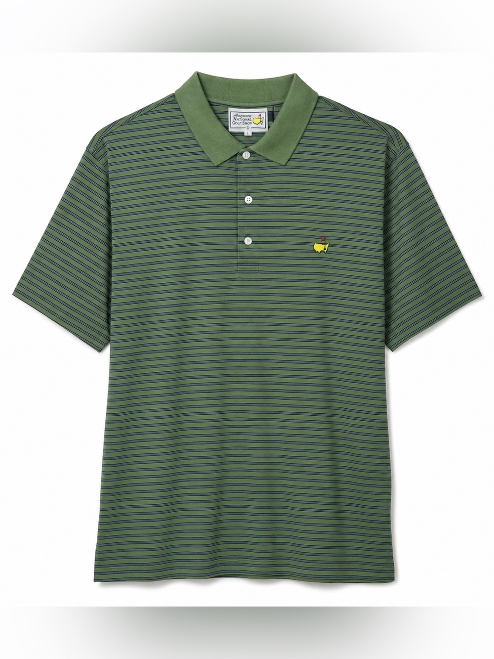 Masters Augusta National Golf Shop Polo Shirt Large Green Stripe